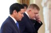 U.S. Secretary of State Marco Rubio, left, leaves with Slovakia's Prime Minister Robert Fico after a joint news conference in Bratislava, Slovakia, Sunday, Feb. 15, 2026. (AP Photo/Alex Brandon, Pool)