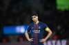 PSG's Achraf Hakimi reacts during the French League One soccer match between Paris Saint-Germain and Metz in Paris, France, Saturday, Feb. 21, 2026. (AP Photo/Emma Da Silva)