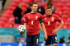 FILE - Czech Republic's Vladimir Darida, left, after England's Raheem Sterling scored during the Euro 2020 soccer championship group D match between the Czech Republic and England at Wembley stadium in London, June 22, 2021. (Justin Tallis/Pool Photo via AP, File)