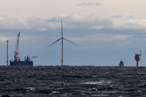 The first operating South Fork Wind farm turbine, Thursday, Dec. 7, 2023, east of Montauk Point, N.Y.  THE CANADIAN PRESS/AP-Julia Nikhinson