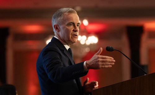 Prime Minister Mark Carney speaks at the Canada-India Growth and Investment Forum in Mumbai, India, Saturday, Feb. 28, 2026.  THE CANADIAN PRESS/Adrian Wyld