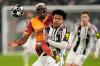 Galatasaray's Victor Osimhen, left, fights for the ball with Juventus' Weston McKennie during a Champions League soccer match between Juventus and Galatasaray, Wednesday, Feb. 25, 2026, in Turin, Italy (Fabio Ferrari/LaPresse via AP)