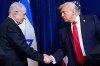 FILE - President Donald Trump shakes hands with Israel's Prime Minister Benjamin Netanyahu during a news conference at Mar-a-Lago, Dec. 29, 2025, in Palm Beach, Fla. (AP Photo/Alex Brandon, File)