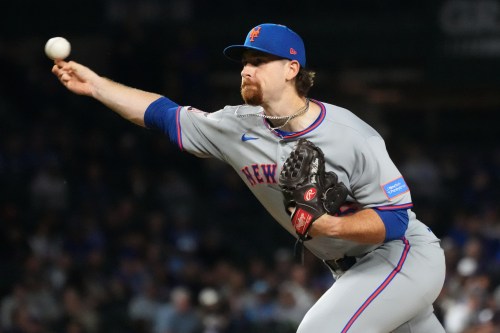 FILE - New York Mets starting pitcher Nolan McLean throws against the Chicago Cubs during the first inning of a baseball game in Chicago, Sept. 25, 2025. (AP Photo/Nam Y. Huh, File)