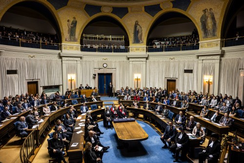 The legislative assembly during the first session of the 43rd Manitoba legislature at the Manitoba Legislative Building in Winnipeg, Tuesday, Nov. 21, 2023. THE CANADIAN PRESS/Aaron Vincent Elkaim