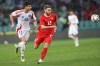 Chile's Benjamin Kuscevic, left, and Russia's Ivan Sergeev look on the ball during an international friendly soccer match between Russia and Chile in Sochi, Russia, Saturday, Nov. 15, 2025. (AP Photo)