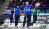 Team Alberta Vice-skip Aaron Sluchinski, left, and Skip Kevin Koe study the house during Draw 14 at the Montana's Brier Canadian men's curling championship, in St. John's, N.L., on Wednesday, March 4, 2026. THE CANADIAN PRESS/Paul Daly