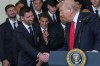 President Donald Trump shakes hands with Lionel Messi during an event to honor the 2025 Major League Soccer champions Inter Miami in the East Room of the White House, Thursday, March 5, 2026, in Washington. (AP Photo/Julia Demaree Nikhinson)