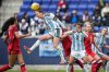 Argentina defender Aldana Cometti (6) heads the ball during the first half of a SheBelieves Cup women's soccer match between Canada and Argentina, Saturday, March 7, 2026, in Harrison, N.J. (AP Photo/Yuki Iwamura)