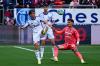 Como's Nico Paz, left, and Cagliari's Sebastiano Esposito in action during the Italian Serie A soccer match between Cagliari Calcio and Como in Cagliari, Italy, Saturday March 7, 2026. (Gianluca Zuddas/LaPresse via AP)