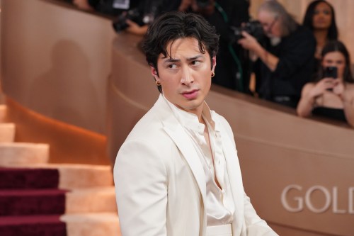 Hudson Williams arrives at the 83rd Golden Globes on Sunday, Jan. 11, 2026, at the Beverly Hilton in Beverly Hills, Calif. (Photo by Jordan Strauss/Invision/AP)