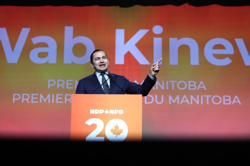 Ruth Bonneville  Free Press

Local NDP convention 

Manitoba Premier, Wab Kinew,  gives  energetic speech during opening remarks  at the fRBC Convention Centre Friday.

Welcoming speeches took place from various speakers including Manitoba Premier Wab Kinew, remarks from Canadian Labour Congress (CLC) President Bea Bruske,  MP Leah Gazan, and Dakota Plains First Nation Chief Donald Smoke at the fRBC Convention Centre Friday.

A large group of delegates from across the country will be voting on policy resolutions over the weekend.  

March 27th, 2026