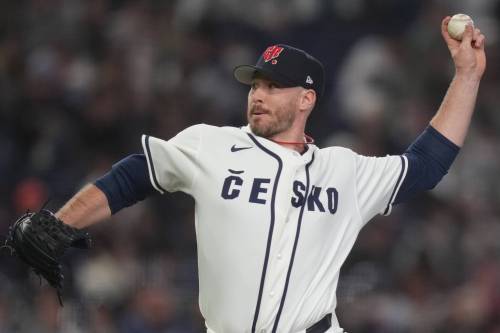 Czech Republic&rsquo;s Ryan Johnson pitches against Australia in the eighth inning of a World Baseball Classic game in Tokyo, Friday, March 6, 2026. (Hiro Komae / The Associated Press)
