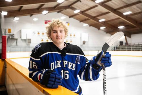 MIKAELA MACKENZIE / FREE PRESS
                                Oak Park Raiders forward Karsten Ross recorded career bests in his senior season, racking up 40 goals and 62 points through 24 regular-season games.