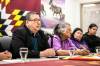 Chief David Monias speaks to the media Wednesday about the treatment of a Pimicikamak family by workers at a Winnipeg hotel. (Mikaela MacKenzie / Free Press)