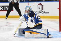 JOE PUETZ / THE ASSOCIATED PRESS FILES
                                St. Louis Blues goaltender Joel Hofer blocks a shot from the Winnipeg Jets during the first period of a game on Wednesday, Dec. 17, 2025, in St. Louis.