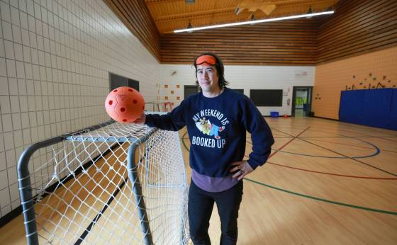 Jordan Adam, phys-ed teacher at Beaverlodge School, which has started a new inclusive sports program to expose students to lesser-known activities and spark discussion about accessibility. (Ruth Bonneville / Free Press)