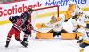Fred Greenslade / THE CANADIAN PRESS
                                Nashville Predators goaltender Juuse Saros makes a save on Winnipeg Jets&rsquo; Brad Lambert during the third period of the Predators 4-3 shootout win, Tuesday in Winnipeg.