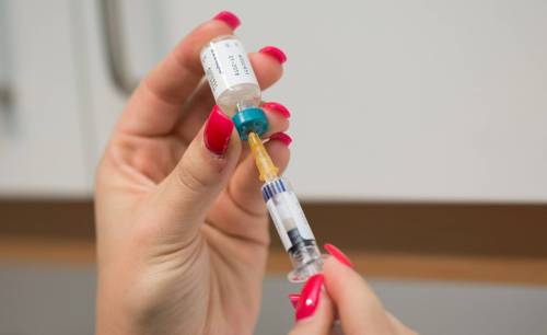Letters sent home to families from Mantioba school divisions on behalf of Manitoba Health say that vaccination is the best way to prevent measles. (Lukas Schulze / The Associated Press Files)
