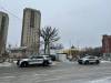 Police vehicles on Roslyn Road near Osborne Street on Wendesday. (Erik Pindera / Free Press)