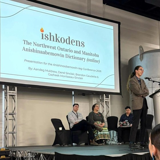 “Ishkodens,” the new online dictionary for Northwesten Ontario and Manitoba Anishinaabemowin speakers and students is announced at the conference. (Supplied photo)