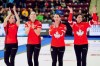 Team Canada, from left to right, lead Karlee Burgess, third Val Sweeting, second Shannon Birchard and skip Kerri Einarson celebrate after they won the Scotties Tournament of Hearts in Mississauga, Ont., on Feb. 1, 2026. THE CANADIAN PRESS/Frank Gunn