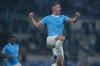 Lazio's Adam Marusic celebrates scoring during the Serie A soccer match between Lazio and Sassuolo in Rome, Italy, Monday March 9, 2026. (Alfredo Falcone/LaPresse via AP)