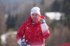 Robin Cuche, of Switzerland, poses the podium after winning the gold medal in the alpine skiing men's downhill standing competition at the 2026 Winter Paralympics, in Cortina d'Ampezzo, Italy, Saturday, March 7, 2026. (AP Photo/Emilio Morenatti)