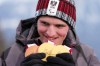 Johannes Aigner, of Austria, poses with his two gold and one bronze medals won so far at the 2026 Winter Paralympics, in Cortina d'Ampezzo, Italy, Tuesday, March 10, 2026. (AP Photo/Evgeniy Maloletka)