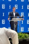 PGA Tour CEO Brian Rolapp discusses a future competition model at a press conference Wednesday, March 11, 2026, at PGA Tour headquarters in Ponte Vedra Beach, Fla. (AP Photo/Doug Ferguson)