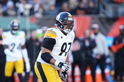 FILE - Pittsburgh Steelers defensive tackle Cam Heyward runs during an NFL football game against the Cincinnati Bengals on Dec. 1, 2024. (AP Photo/AJ Mast, File)