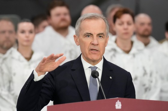 Prime Minister Mark Carney speaks in Yellowknife on March 12. (Adrian Wyld / The Canadian Press files)