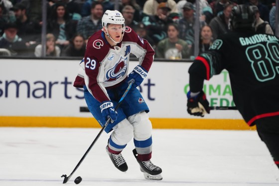 Colorado Avalanche centre Nathan MacKinnon has 44 goals and 108 points this season. (Lindsey Wasson / The Associated Press files)