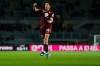 Torino's Giovanni Simeone celebrates after scoring during the Serie A soccer match between Torino FC and Parma, Friday, March 13, 2026, in Turin, Italy. (Fabio Ferrari/LaPresse via AP)