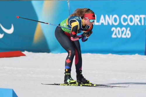 Natalie Wilkie competes for Canada in the Cross Country Ski Mixed Relay at the 2026 Winter Paralympic Games in Val di Fiemme on Saturday, March 14, 2026. THE CANADIAN PRESS/Handout — CANADIAN PARALYMPIC COMMITTEE, Michael P. Hall