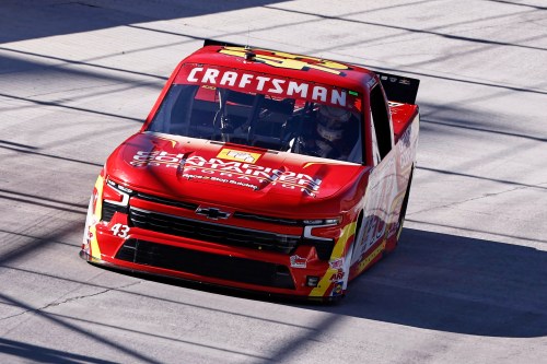 FILE - Driver Daniel Dye (43) is seen during qualifying for the NASCAR Weather Guard Truck Series, March 16, 2024, in Bristol, Tenn. (AP Photo/Wade Payne, File)