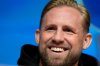 FILE - Celtic's goalkeeper Kasper Schmeichel attends a news conference in Munich, Feb. 17, 2025, a day ahead of the Champions League playoff second leg soccer match between FC Bayern and Celtic Glasgow. (AP Photo/Matthias Schrader, File)