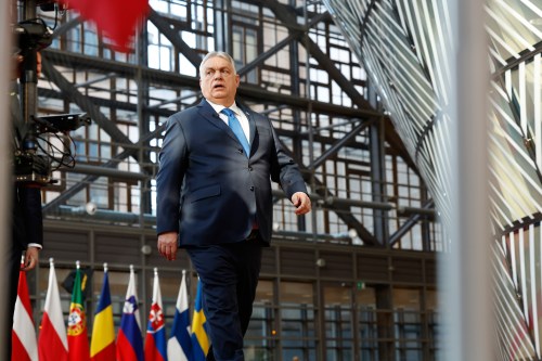 Hungary's Prime Minister Viktor Orban arrives for the EU summit at the European Council building in Brussels, Thursday, March 19, 2026. (AP Photo/Geert Vanden Wijngaert)