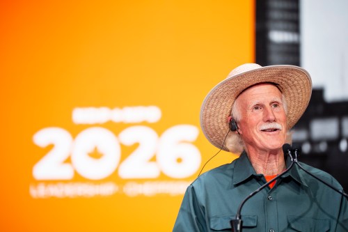 Tony McQuail participates in the NDP French language leadership debate, in Montreal on Thursday, November 27, 2025. THE CANADIAN PRESS/Christopher Katsarov