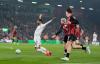 Manchester United's Matheus Cunha is fouled in the box by Bournemouth's Alex Jimenez during an Premier League soccer match against AFC Bournemouth, Friday, March 20, 2026, in Bournemouth, England. (Andrew Matthews/PA via AP)