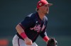FILE - Atlanta Braves' Kyle Farmer plays during a spring training baseball game, Saturday, Feb. 28, 2026, in Sarasota. (AP Photo/Matt Slocum, File)