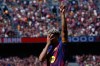 Barcelona's Ronald Araujo celebrates after scoring during a La Liga soccer match between Barcelona and Rayo Vallecano in Barcelona, Spain, Sunday, March 22, 2026. (AP Photo/Joan Monfort)