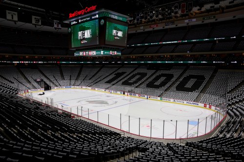 FILE - The interior of the Xcel Energy Center, is seen on Friday, Feb. 9, 2024, in St. Paul, Minn. (AP Photo/Matt Krohn,File)