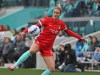Kansas City Current forward Haley Hopkins (13) makes a play on the ball against the Portland Thorns FC during an NWSL soccer match in Kansas City, Mo., Saturday, March 15, 2025. (AP Photo/Peter Aiken)