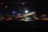 An Air Canada Jet sits on the runway at LaGuardia Airport, Monday, March 23, 2026, after colliding with a Port Authority aircraft rescue and firefighting vehicle in New York. (AP Photo/Ryan Murphy)