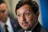 FILE - Olympique de Marseille President Pablo Longoria speaks during a news conference in Marseille, France, Sunday, Oct. 29, 2023. (AP Photo/Daniel Cole, File)