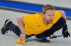 Sweden's Niklas Edin in action during the men's curling round robin session against the United States, at the 2026 Winter Olympics, in Cortina d'Ampezzo, Italy, Sunday, Feb. 15, 2026. (AP Photo/Misper Apawu)