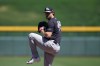 New York Yankees starting pitcher Gerrit Cole warms up during the first inning of a spring training baseball game against the Chicago Cubs, Tuesday, March 24, 2026, in Mesa, Ariz. (AP Photo/Ross D. Franklin)