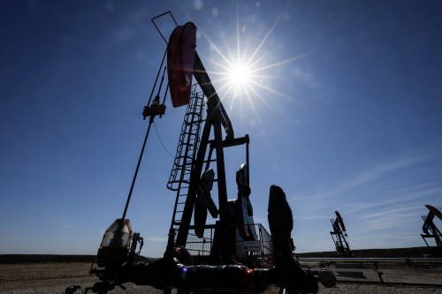 A pumpjack draws out oil and gas from a well head near Calgary, Alta., Tuesday, May 6, 2025. THE CANADIAN PRESS/Jeff McIntosh