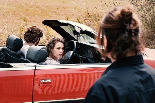 This image released by 1-2 Special shows Paula Beer, center, and Barbara Auer in a scene from 